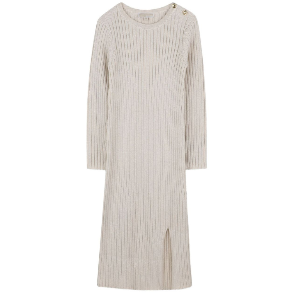 Abito lungo per bambina Michael Kors Kids beige a coste e maniche lunghe R30476 Z99 MICHAEL KORS KIDS