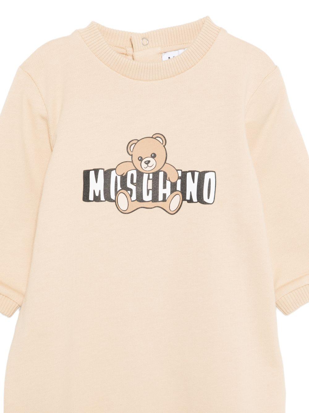 Tutina per neonato Moschino Kids beige con stampa grafica orsetto MUT04PLCA19 20829 MOSCHINO KIDS