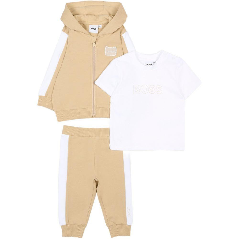 Tuta sportiva per neonato Boss Kids beige con motivo a righe J53051 249 BOSS KIDS