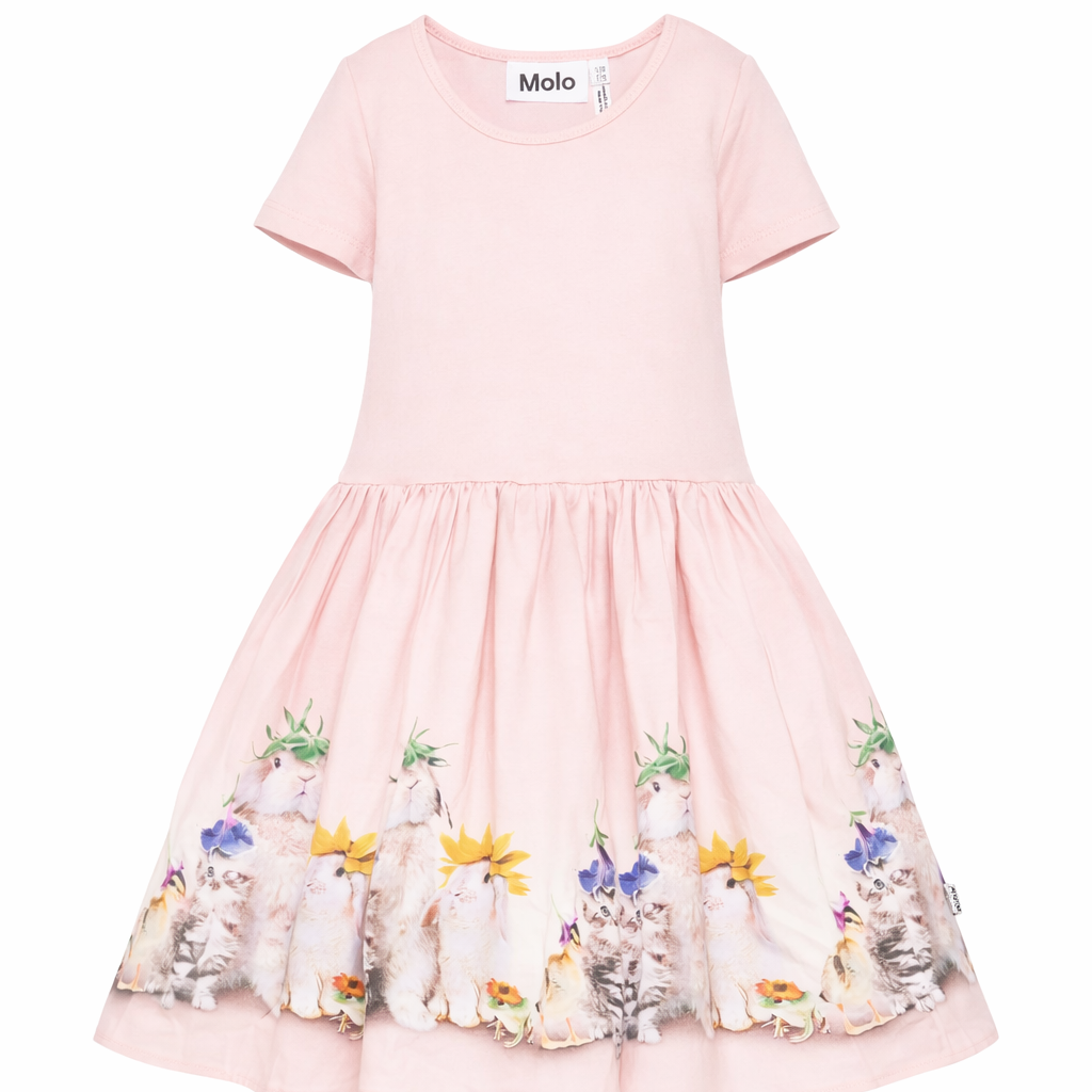 Abito per bambina Molo rosa con stampa grafica animali 2S26E102 5228 MOLO KIDS