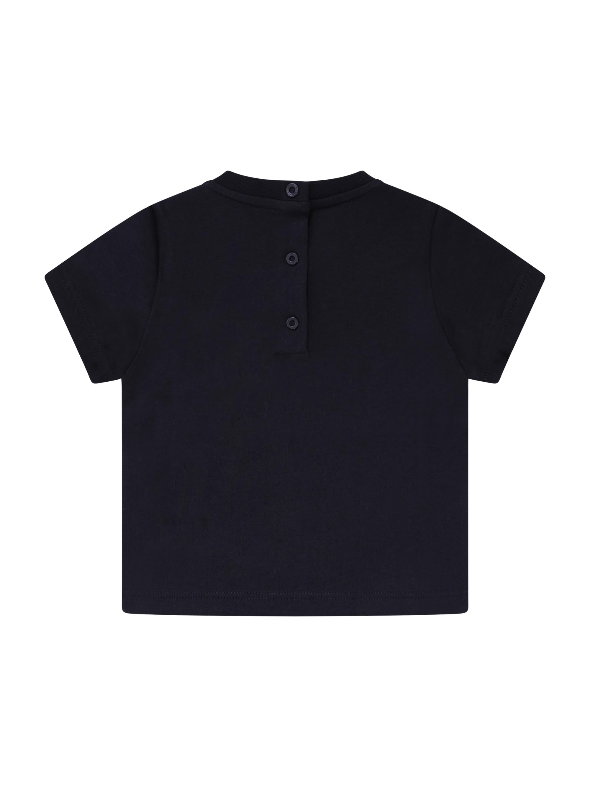 T-shirt per neonato Fendi Kids blu con logo sul davanti BUI111 7AJ F0QG0 FENDI KIDS