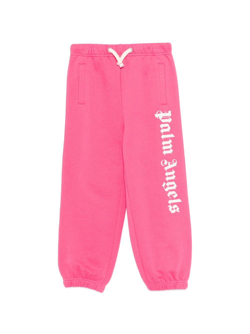 Pantaloni sportivi per bambina Palm Angels Kids fucisa con logo sul davanti PGCH008S26FLE001 044 PALM ANGELS KIDS