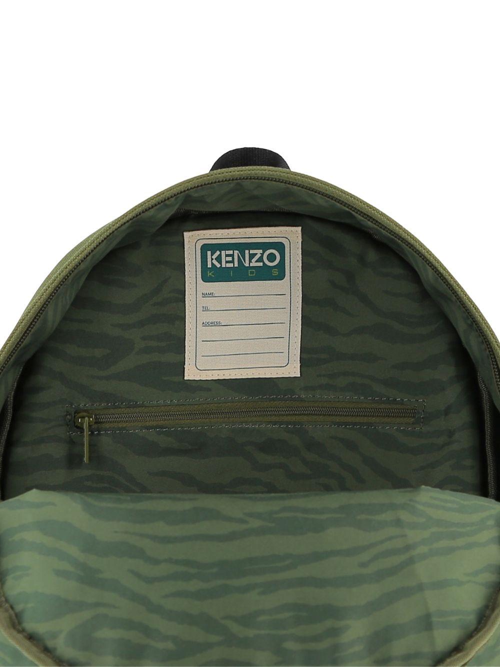 Zaino per bambini Kenzo Kids verde con caratteristico motivo Tigre K61836 64B KENZO KIDS