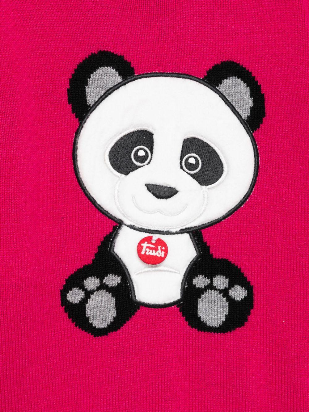 Maglione per bambina MC2 Saint Barth Kids x Trudi fucsia con Panda ricamato sul davanti PRC0001 01984I MC2 ST. BARTH KIDS