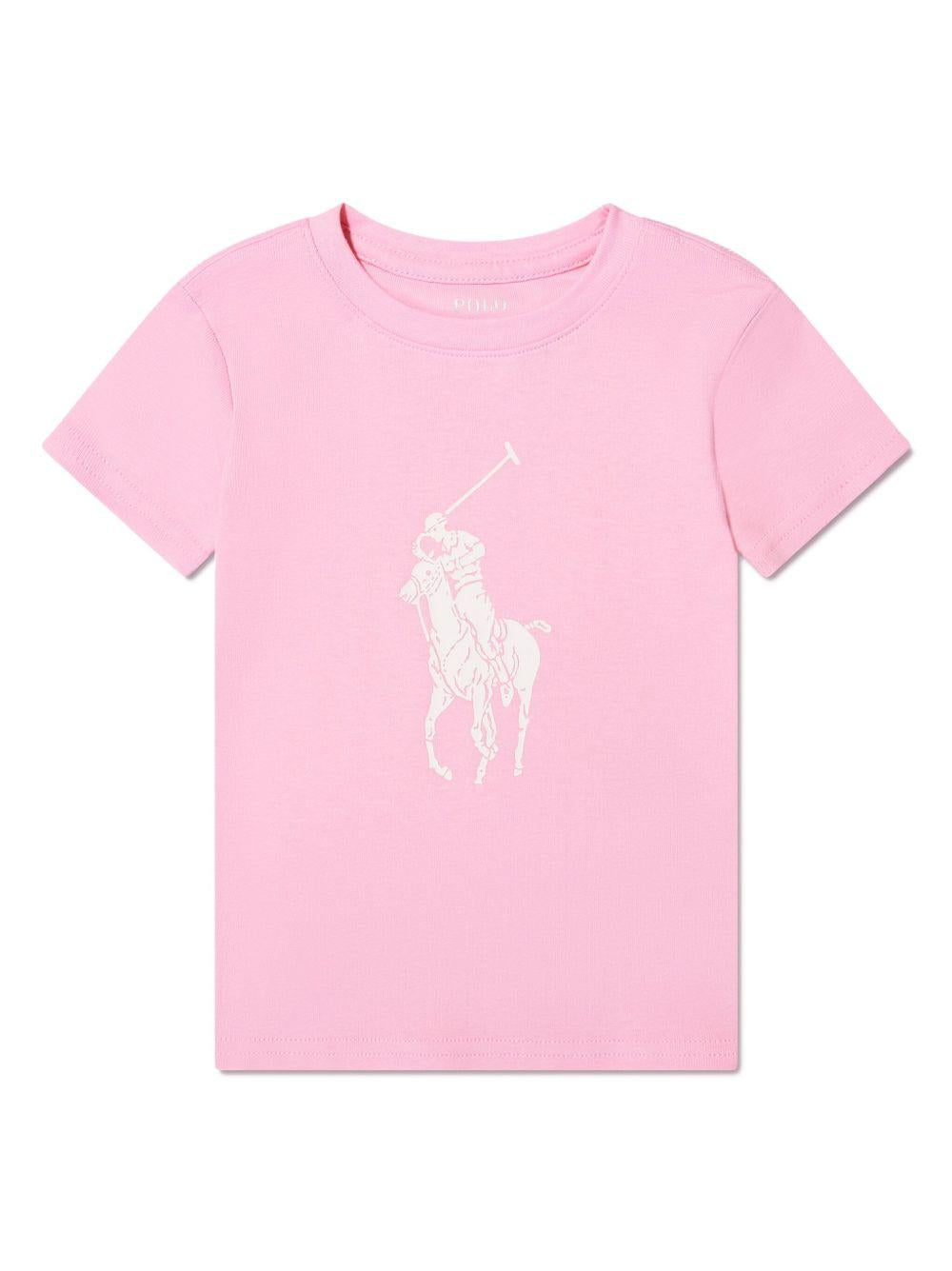 Pigiama per bambina Polo Ralph Lauren Kids bianco e rosa con stampa Polo Pony P0146 W2Q Ralph Lauren kids