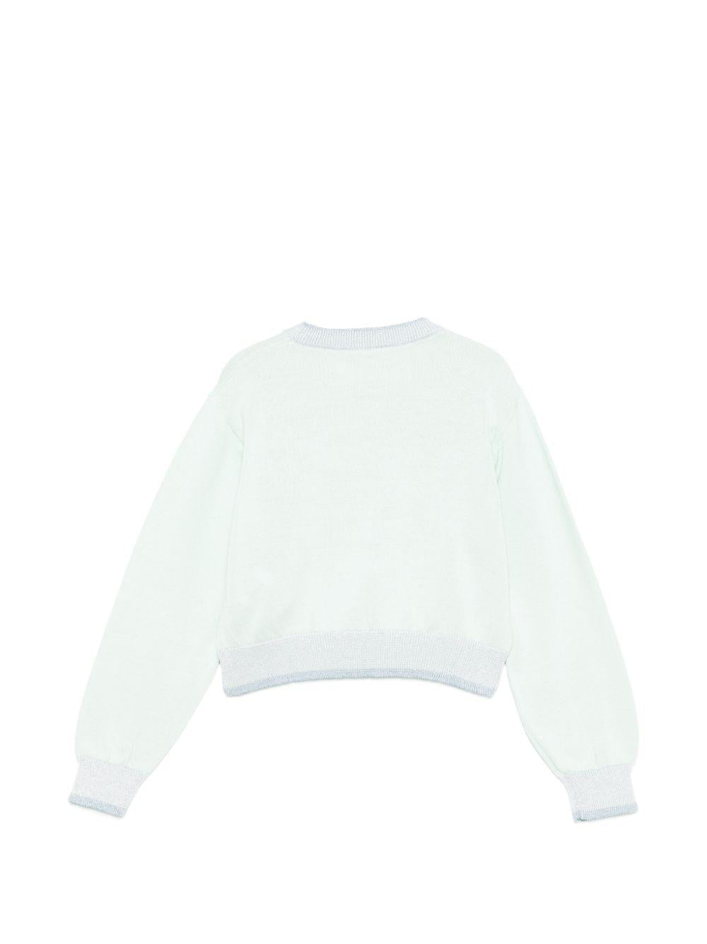 Maglione per bambina Simonetta azzurro con applicazioni floreali SY9A20 X0018 700 SIMONETTA KIDS