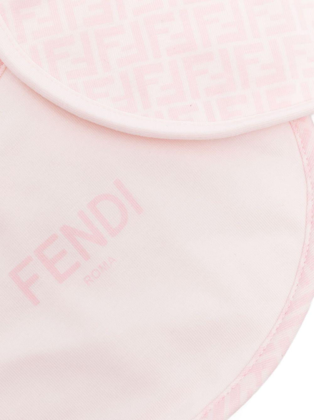 Set di tre bavaglini per neonata Fendi Kids rosa con logo FF BUJ307 ST8 F0C11 FENDI KIDS