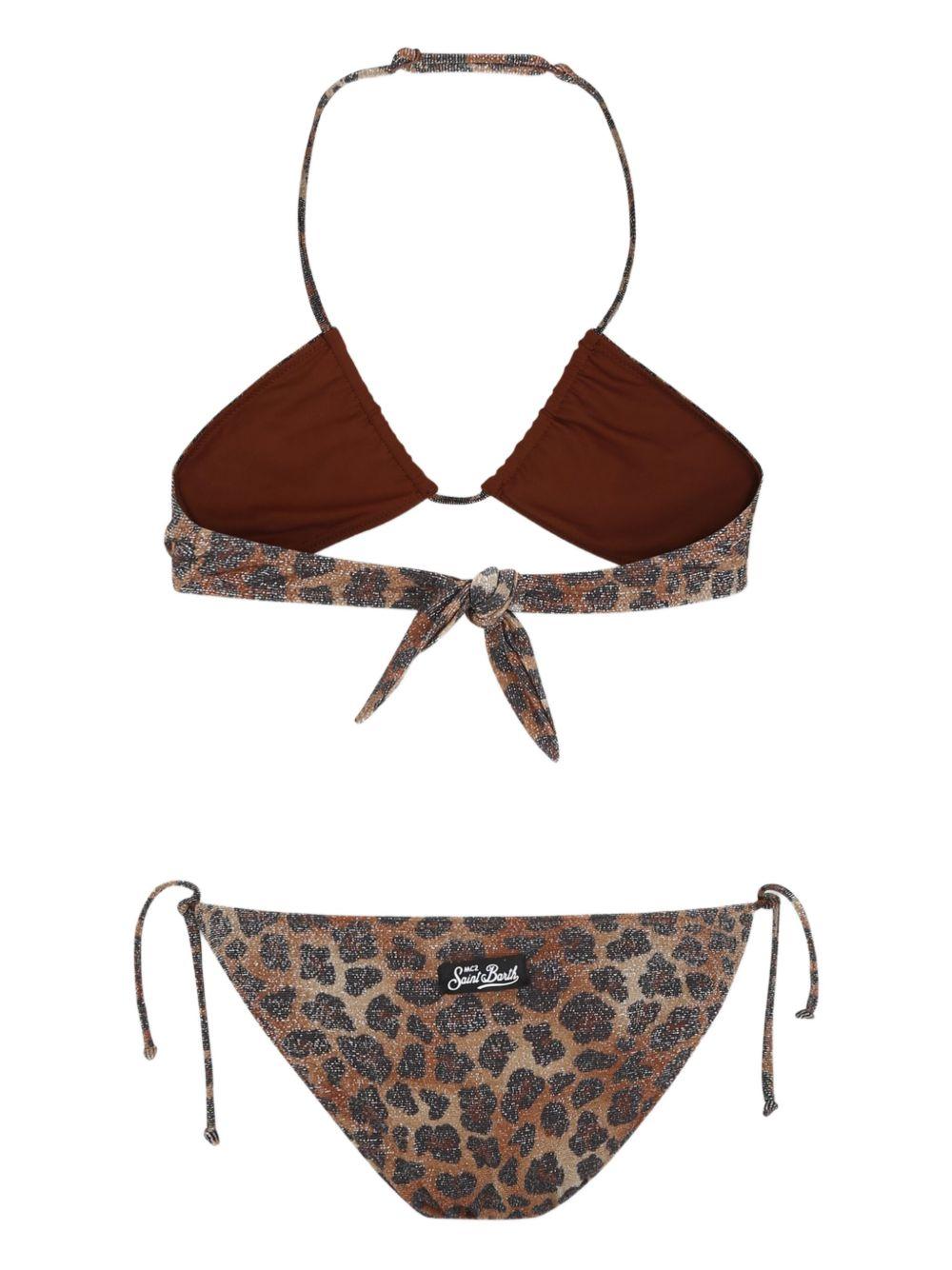 Set bikini per bambina MC2 Saint Barth Kids marrone con stampa leopardata ARY00002 01433H MC2 ST. BARTH KIDS