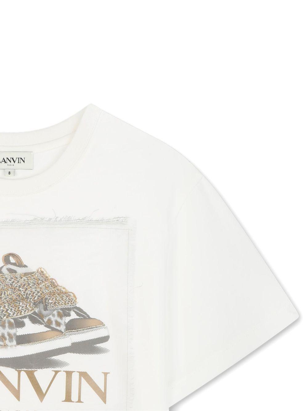 T-shirt per bambino Lanvin Enfant bianco con stampa logo sul davanti N30255 117 LANVIN KIDS