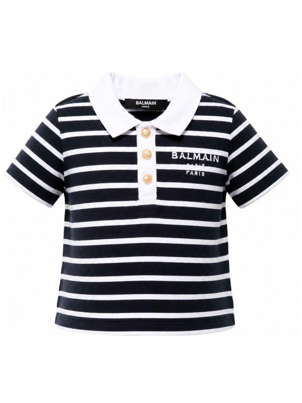 Polo per neonati Balmain Kids blu e bianco con motivo a righe BY8521 Z3657 617BC BALMAIN KIDS