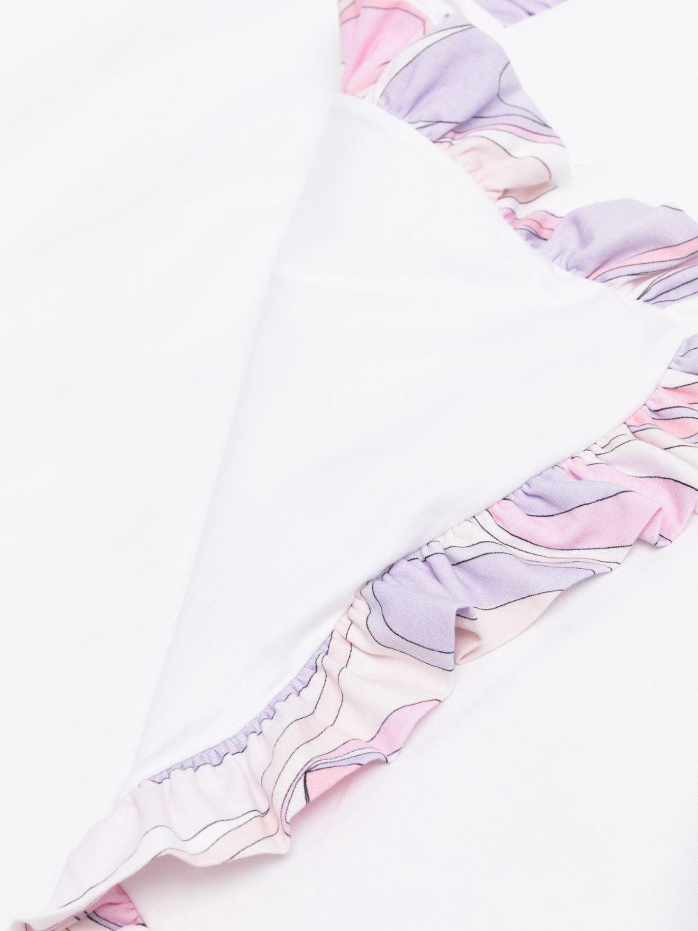 Coperta per neonata Emilio Pucci Junior bianca con rifinitura con ruches PY0030 Z3672 102RS EMILIO PUCCI KIDS