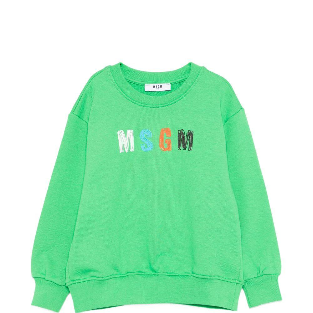 Felpa per bambini MSGM Kids verde con logo sul davanti S6MSJBSW237 MS006 MSGM KIDS
