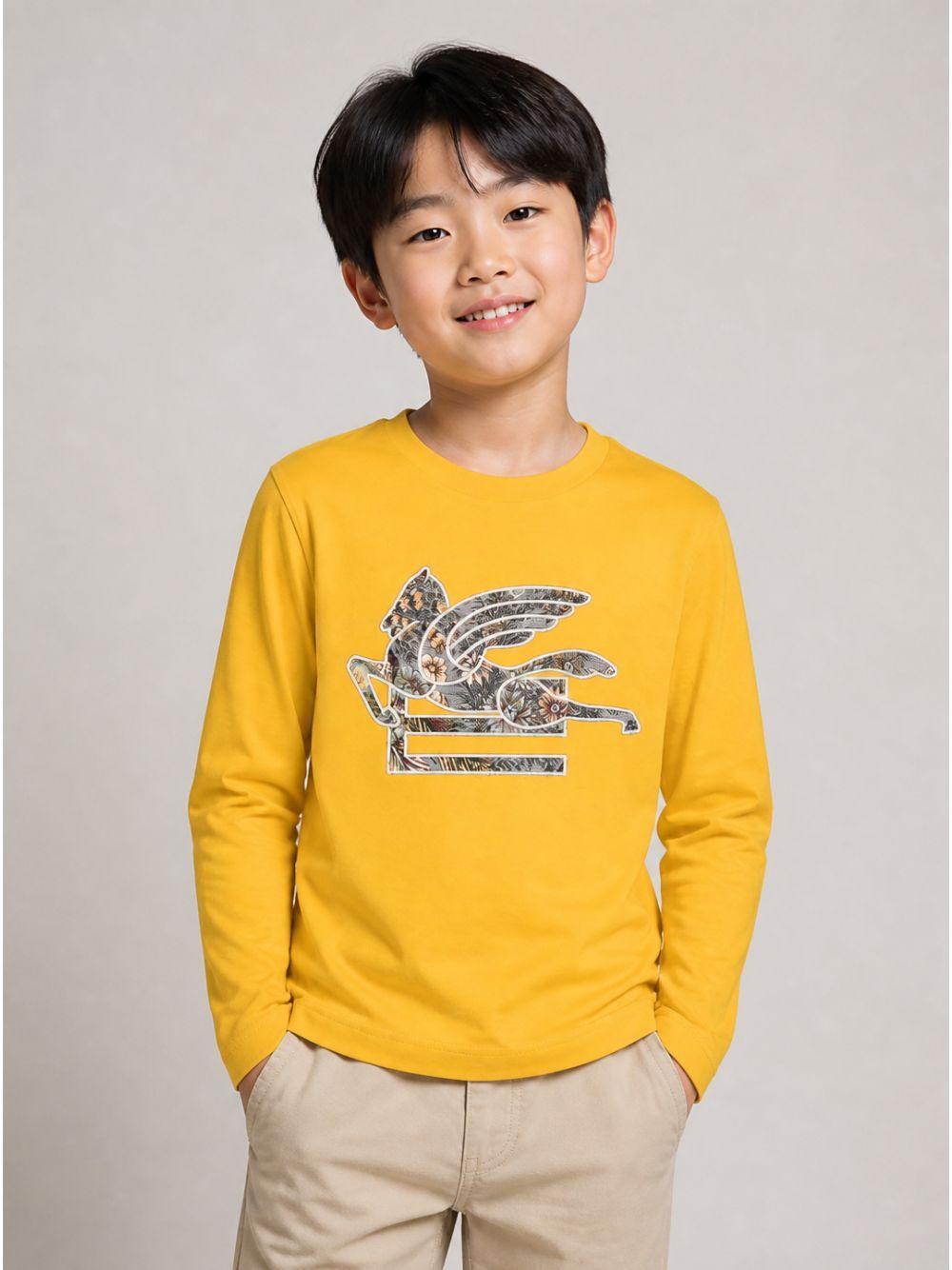 T-shirt per bambino Etro Kids gialla con dettaglio Pegaso sul davanti GZ8P40 Z3672 216 ETRO KIDS