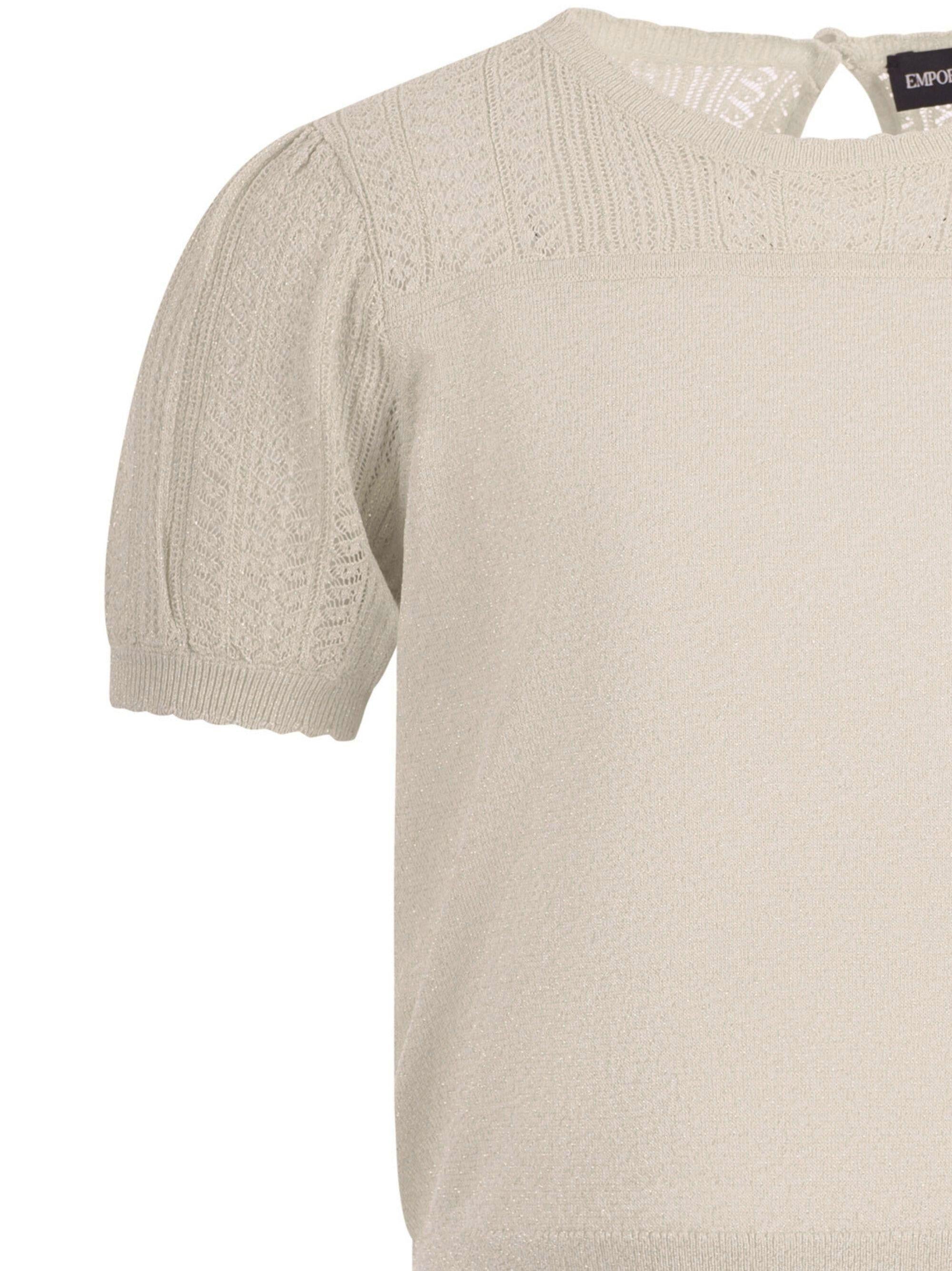 T-shirt per bambina Emporio Armani Kids beige con maniche corte a sbuffo EG000778 AF22791 U0007 EMPORIO ARMANI KIDS