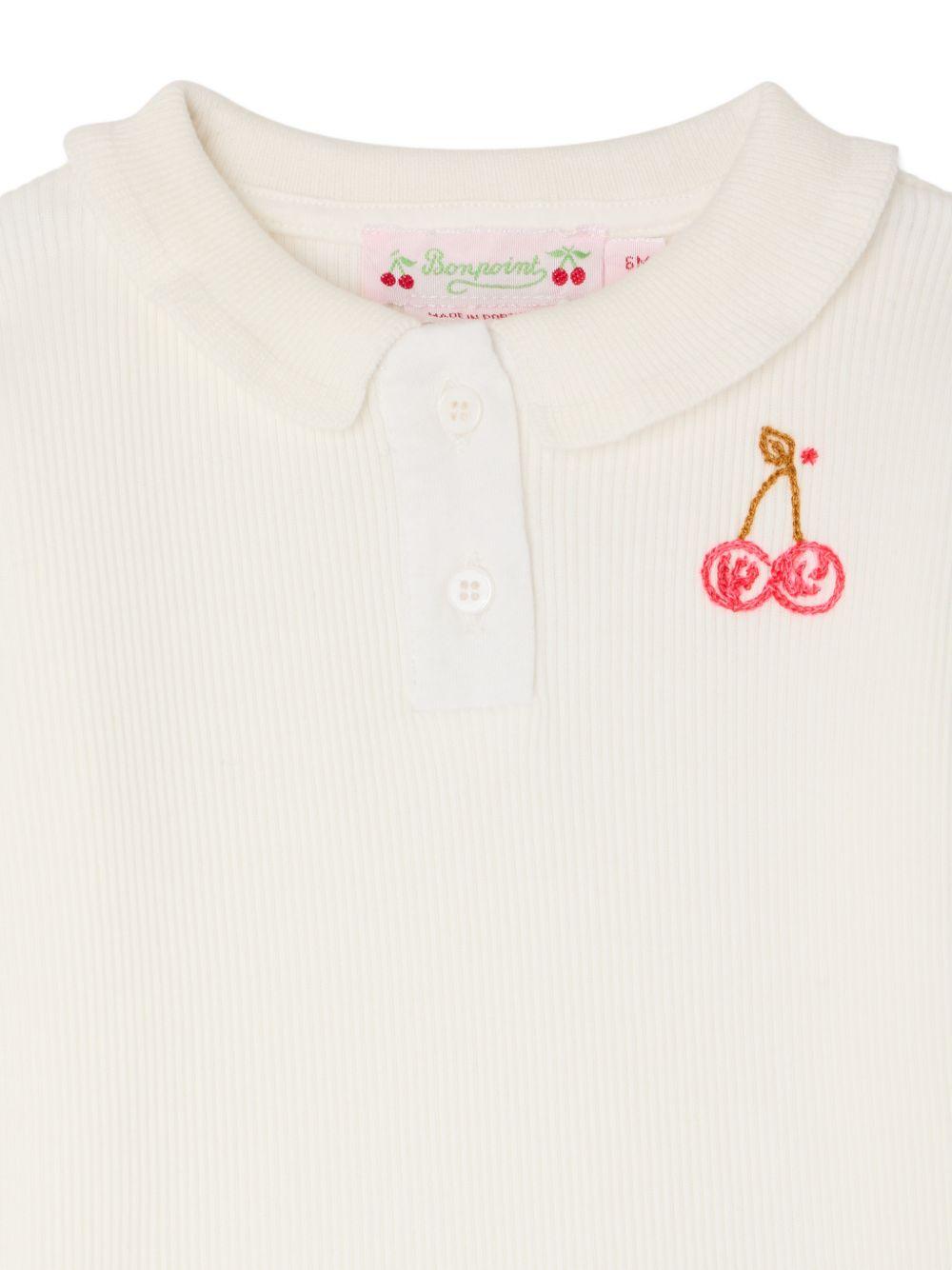 Polo per neonata Bonpoint bianco latte ricamata con ciliegie S06XTSK00003 102 BONPOINT