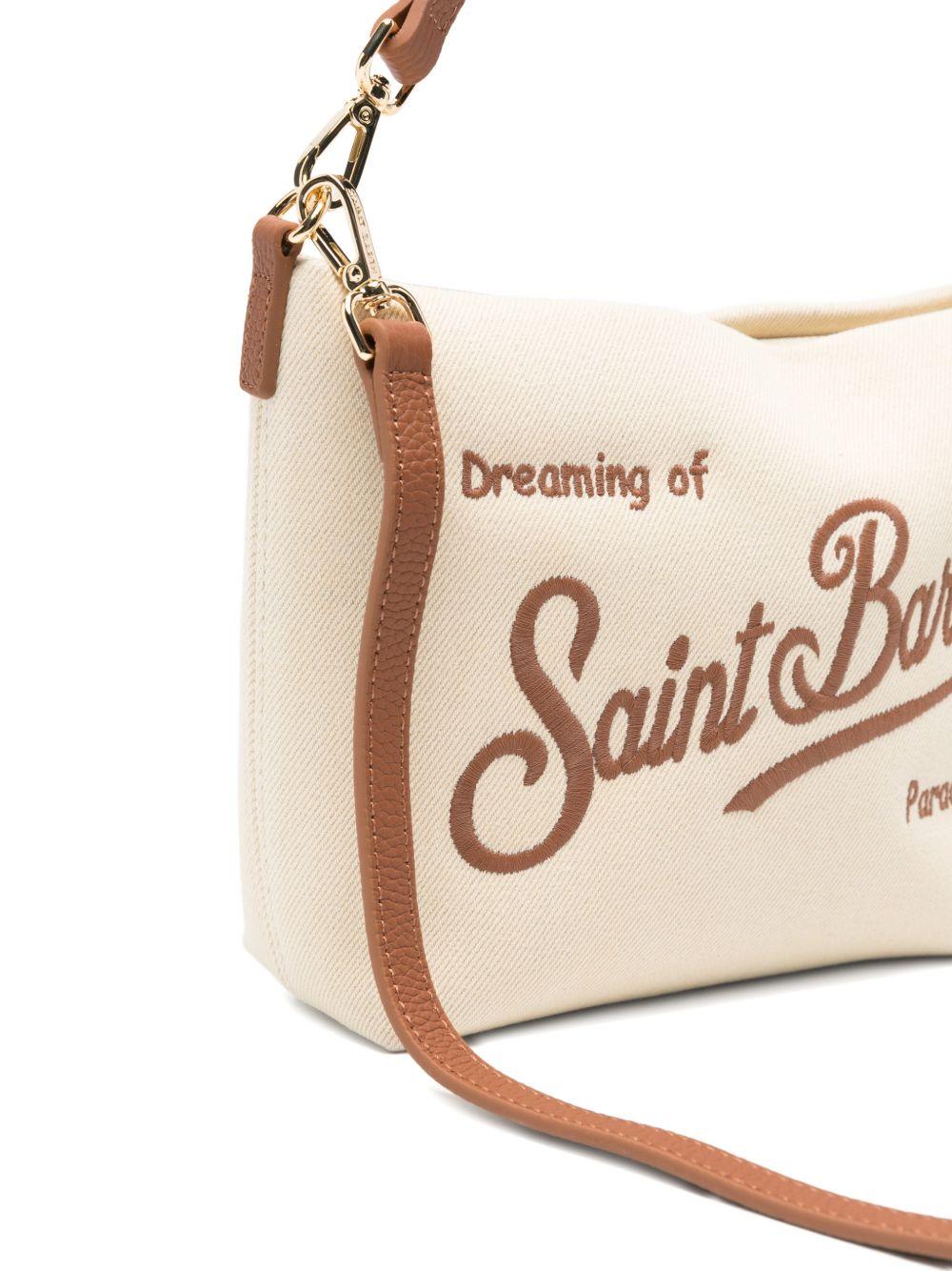 Clutch bag Aline MC2 Saint Barth beige con logo ricamato sul davanti ALI0034 01517L MC2 ST. BARTH KIDS