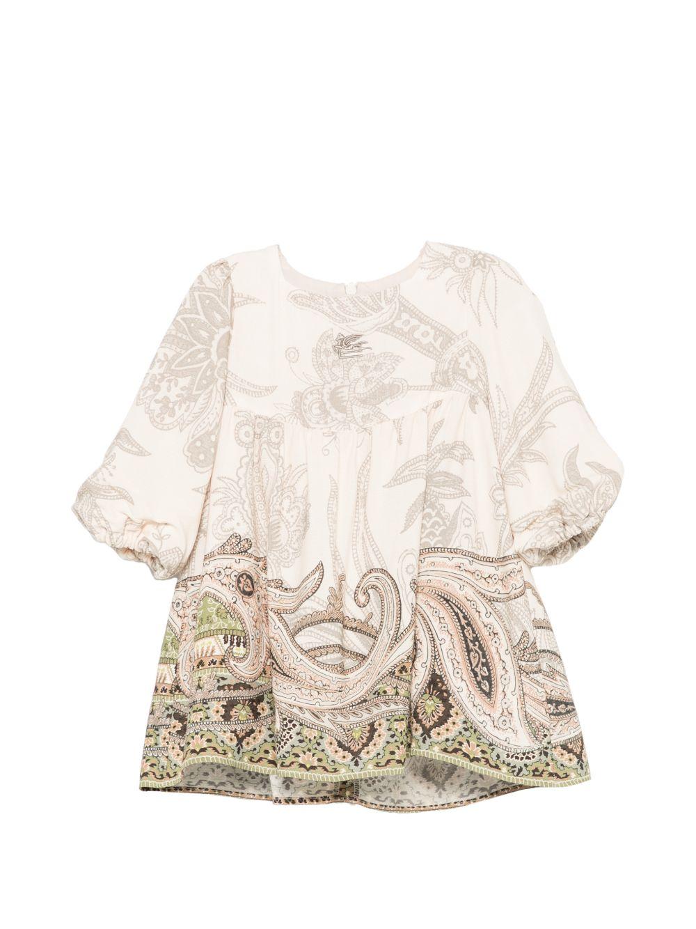 Abito per neonata Etro Kids beige con stampa paisley GZ1090 K0323 102BG ETRO KIDS