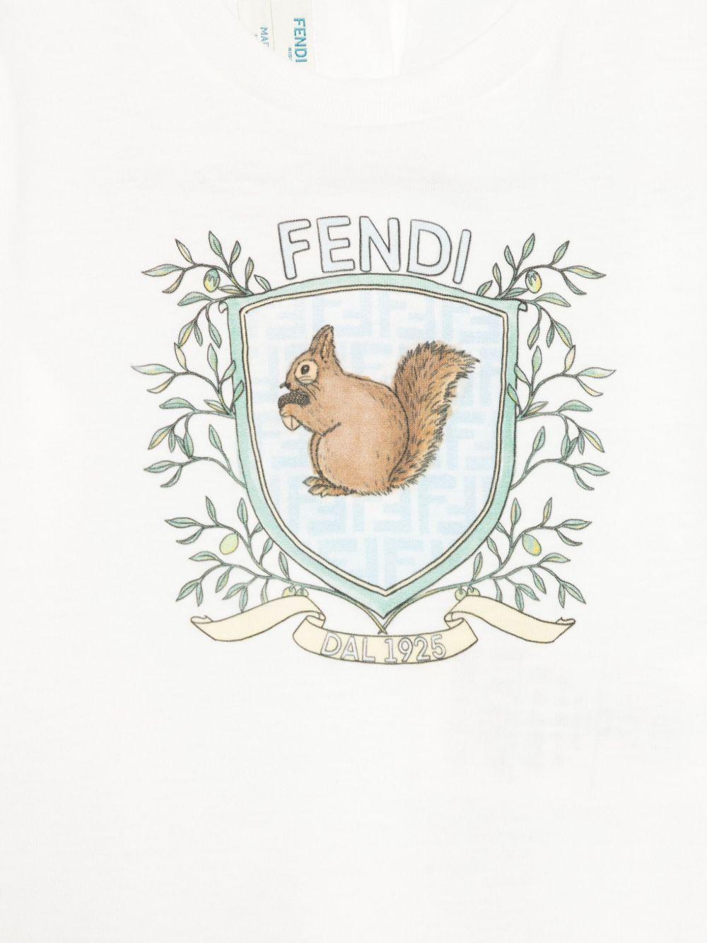 T-shirt per neonato Fendi Kids bianco con stampa grafica sul davanti BMI254 7AJ F0TU9 FENDI KIDS