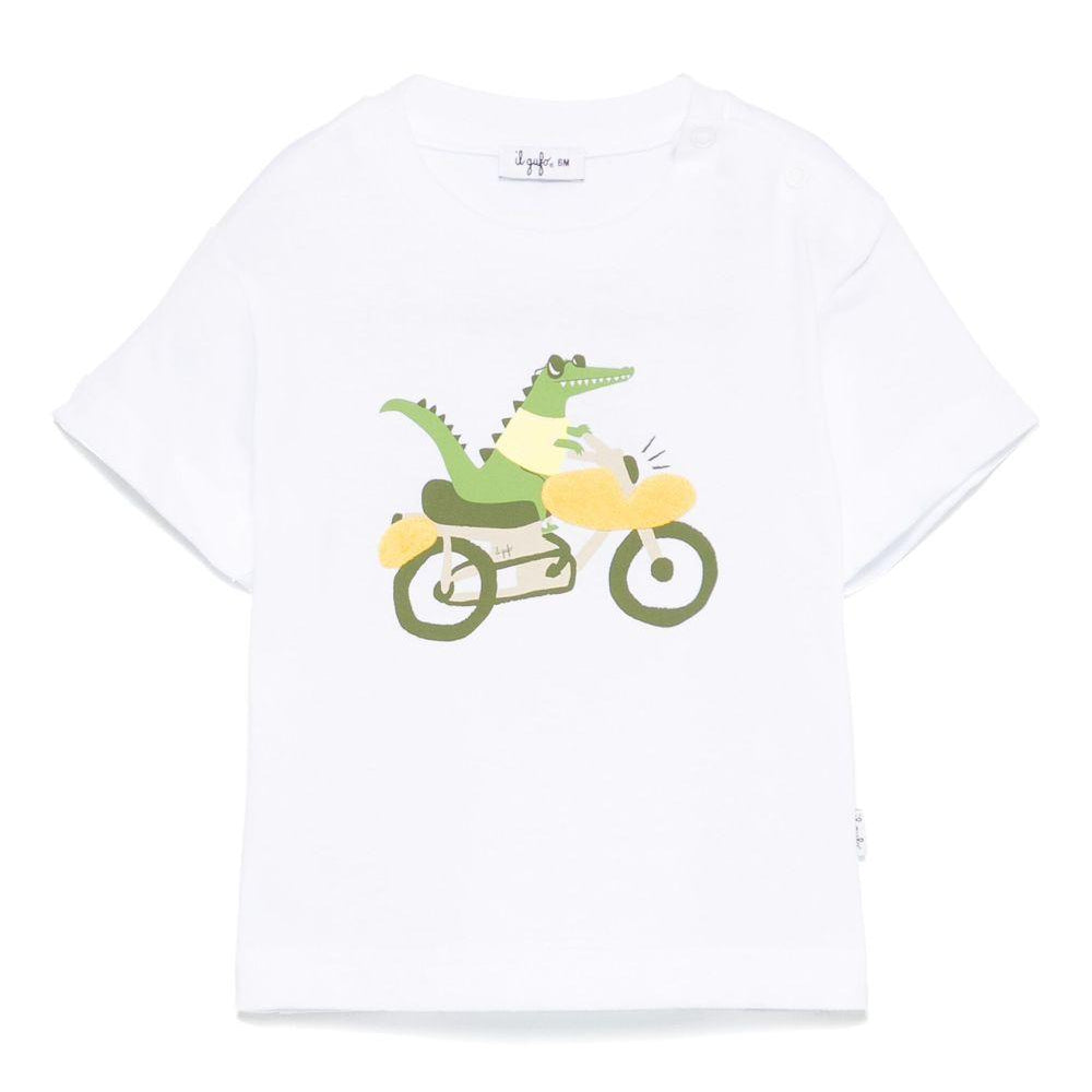 T-shirt con stampa per neonato Il Gufo bianco con orlo dritto P25TS480MF001 156 IL GUFO