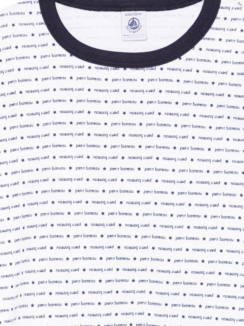 Set di due pigiami per bambino Petit Bateau bianco con stampa grafica all-over A0FQG 00 PETIT BATEAU