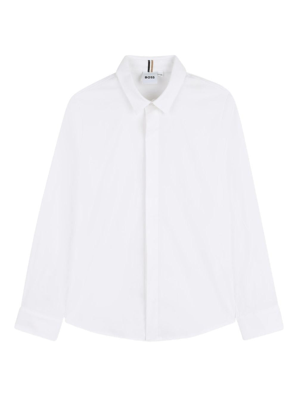 Camicia da bambino Boss Kids bianca a maniche lunghe J52944 10P BOSS KIDS