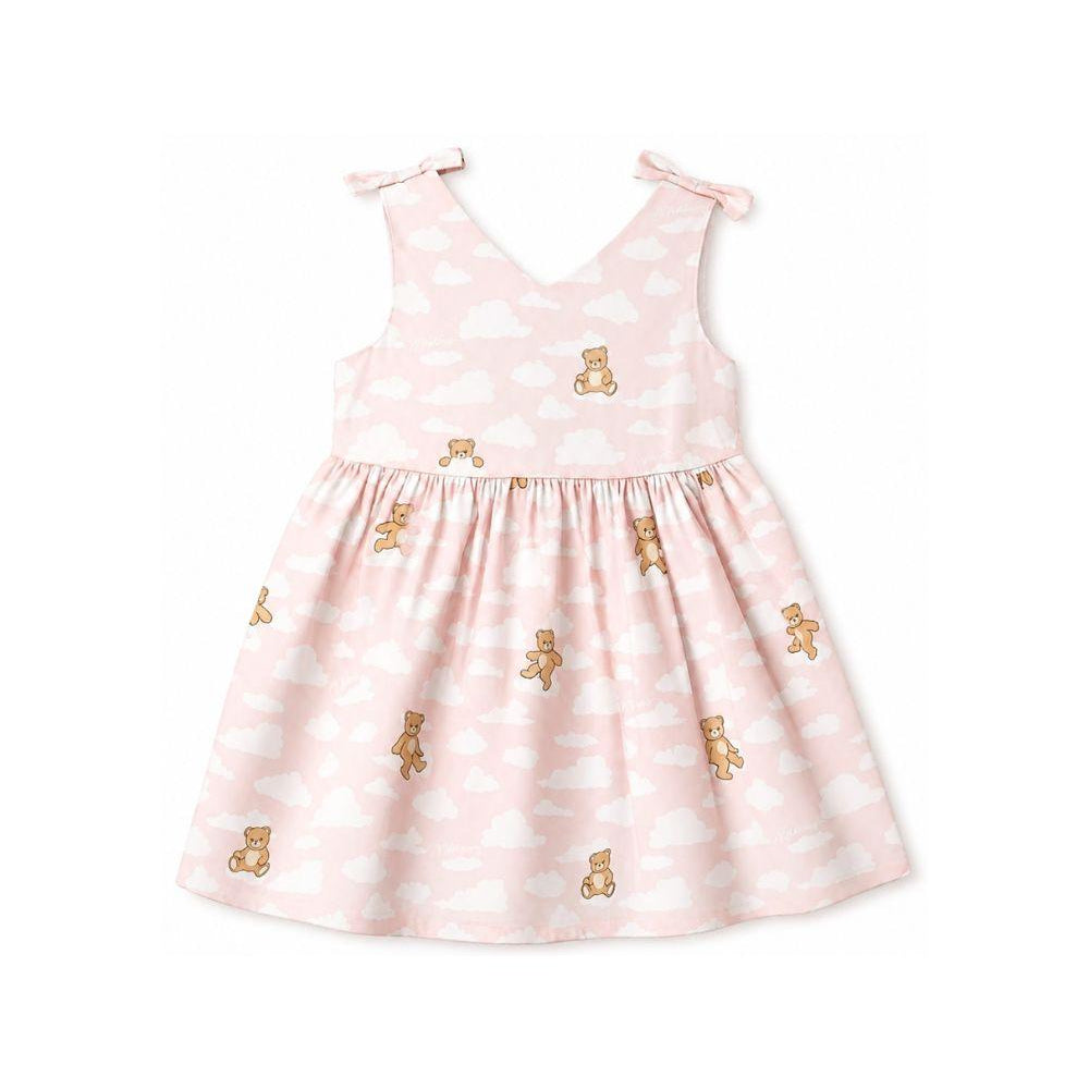Abito per neonata Moschino Kids rosa con stampa graafica Teddy Bear MDV0DNLLB61 83696 MOSCHINO KIDS