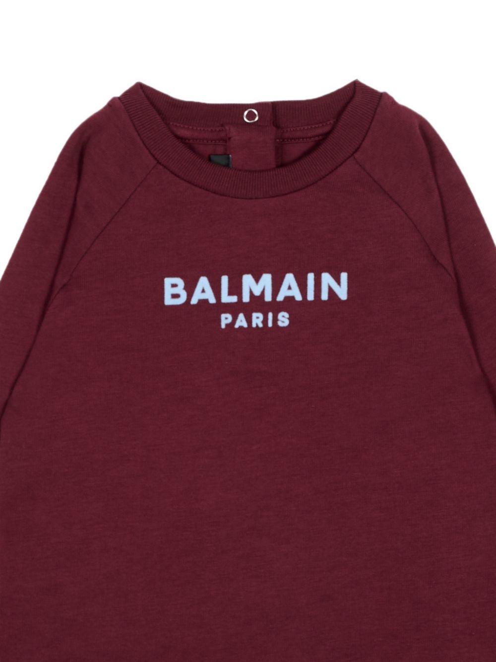 T-shirt per neonato Balmain Kids bordeaux con maniche reglan BZ8310 Z3672 530CE BALMAIN KIDS
