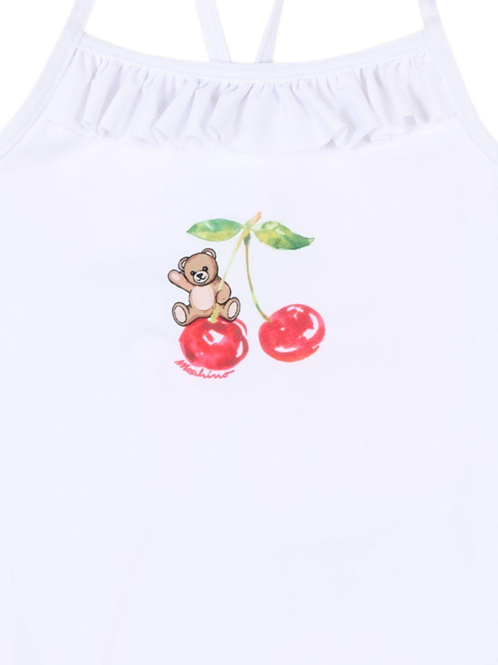 Costume intero per neonata Moschino Kids bianco con ruches MBL00GLKA11 10101 MOSCHINO KIDS