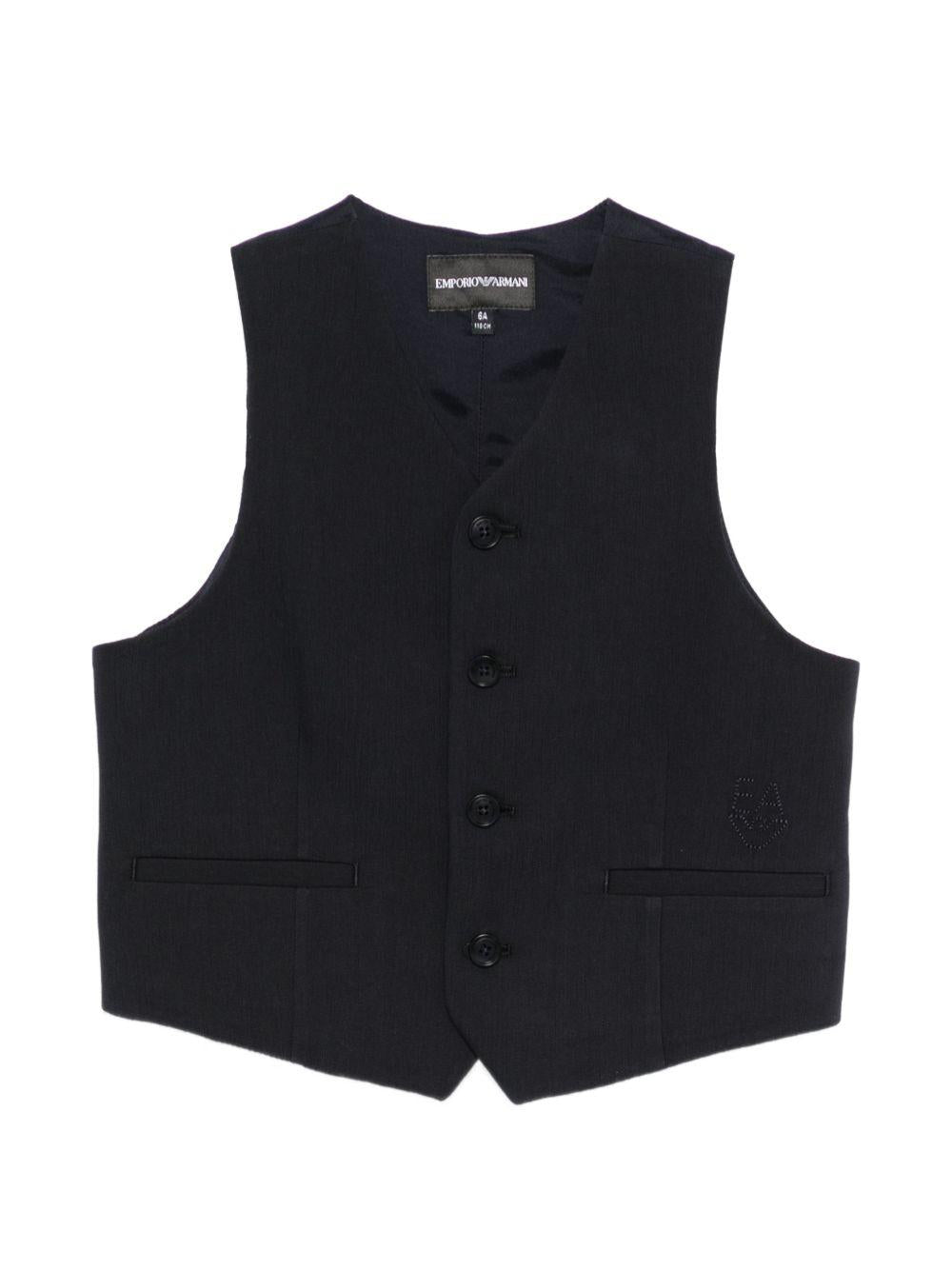 Gilet per bambino Emporio Armani Kids blu con chiusura a bottoni EB000905 AF21040 UB109 EMPORIO ARMANI KIDS