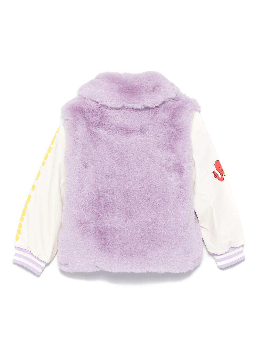 Giacca per bambina Stella McCartney Kids viola in pelliccia sintetica con cerniera TX2C67 Z0654 522 STELLA McCARTNEY KIDS