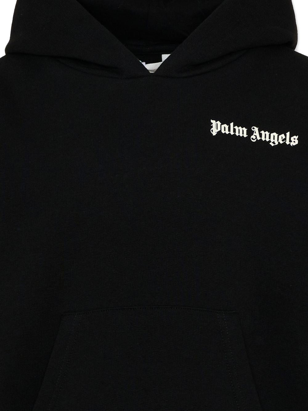 Felpa per bambino Palm Angels Kids nera con logo sul davanti PBBB011S26FLE001 110 PALM ANGELS KIDS