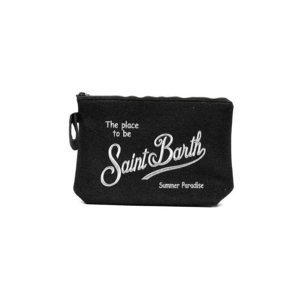 Pochette Aline MC2 Saint Barth nera con logo ricamato a contrasto ALI0018 02999L MC2 ST. BARTH KIDS