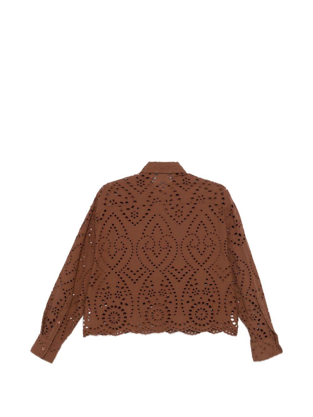Camicia per donna MC2 Saint Barth marrone con dettagli cut-out ONE0001 01005L MC2 ST. BARTH
