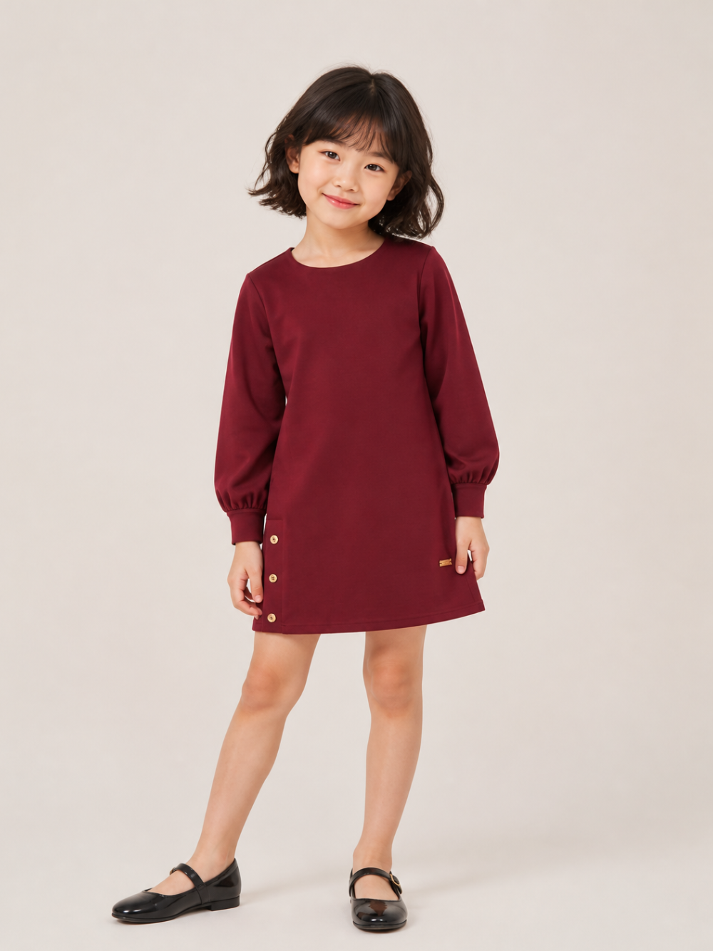 Abito per bambina Balmain Kids rosso con placca logo color oro BZ1B00 J0371 530OR BALMAIN KIDS