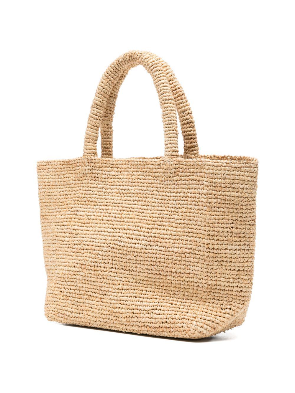 Borsa in rafia MC2 Saint Barth beige con logo ricamato RAFB002 02602L MC2 ST. BARTH KIDS