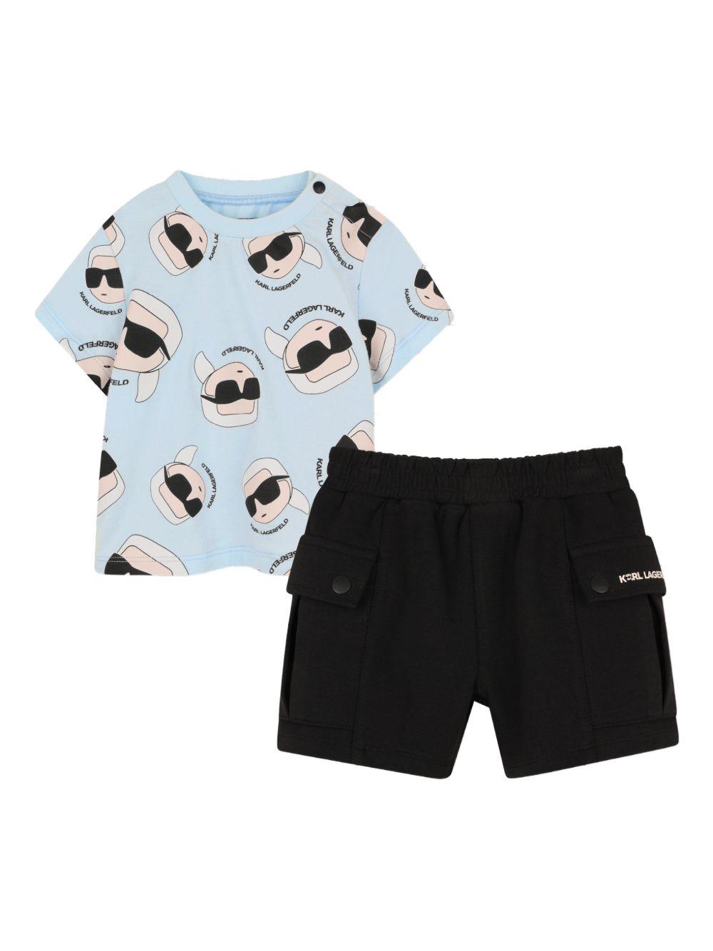 Set 2 pezzi per neonata Karl Lagerfeld Kids blu con stampa ikonik karl Z31070 77X KARL LAGERFELD KIDS