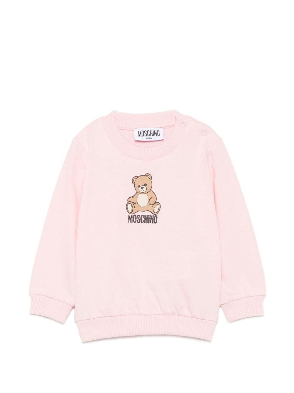 Felpa per neonata Moschino Kids rosa con motivo Teddy Bear MUF06ILCA40 50209 MOSCHINO KIDS