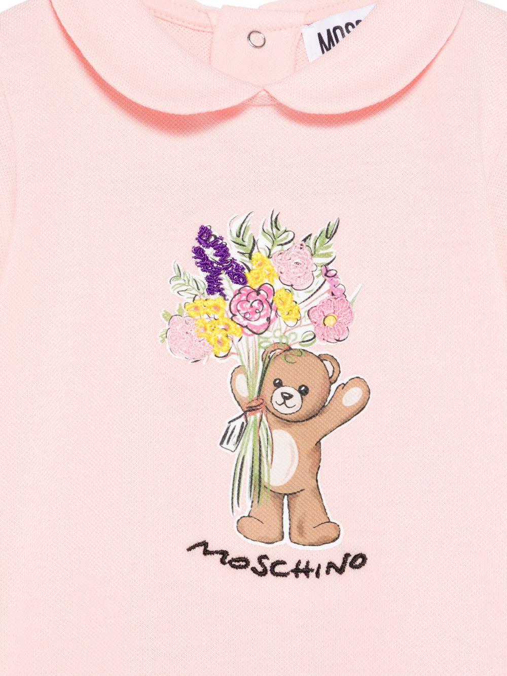 Tutina e cappellino per neonata Moschino Kids rosa con stampa Bear MDY01BLFA06 50209 MOSCHINO KIDS