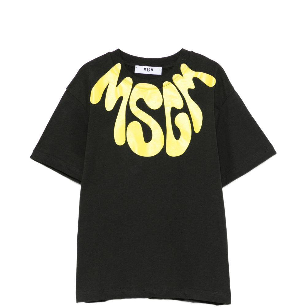 T-shirt per bambino MSGM Kids nera con stampa grafica S6MSJUTH222 MS040 MSGM KIDS