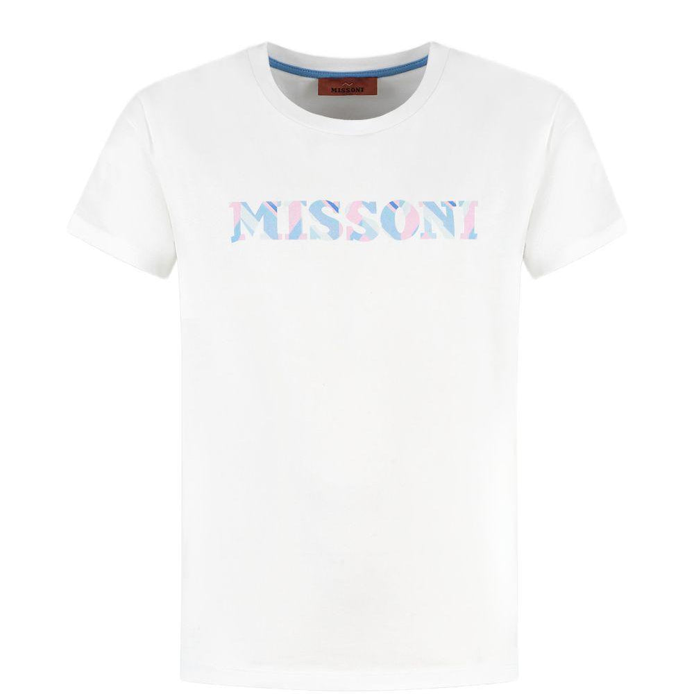 T-shirt per bambina Missoni Kids bianca con logo sul davanti MY8A41 Z3672 100 MISSONI KIDS