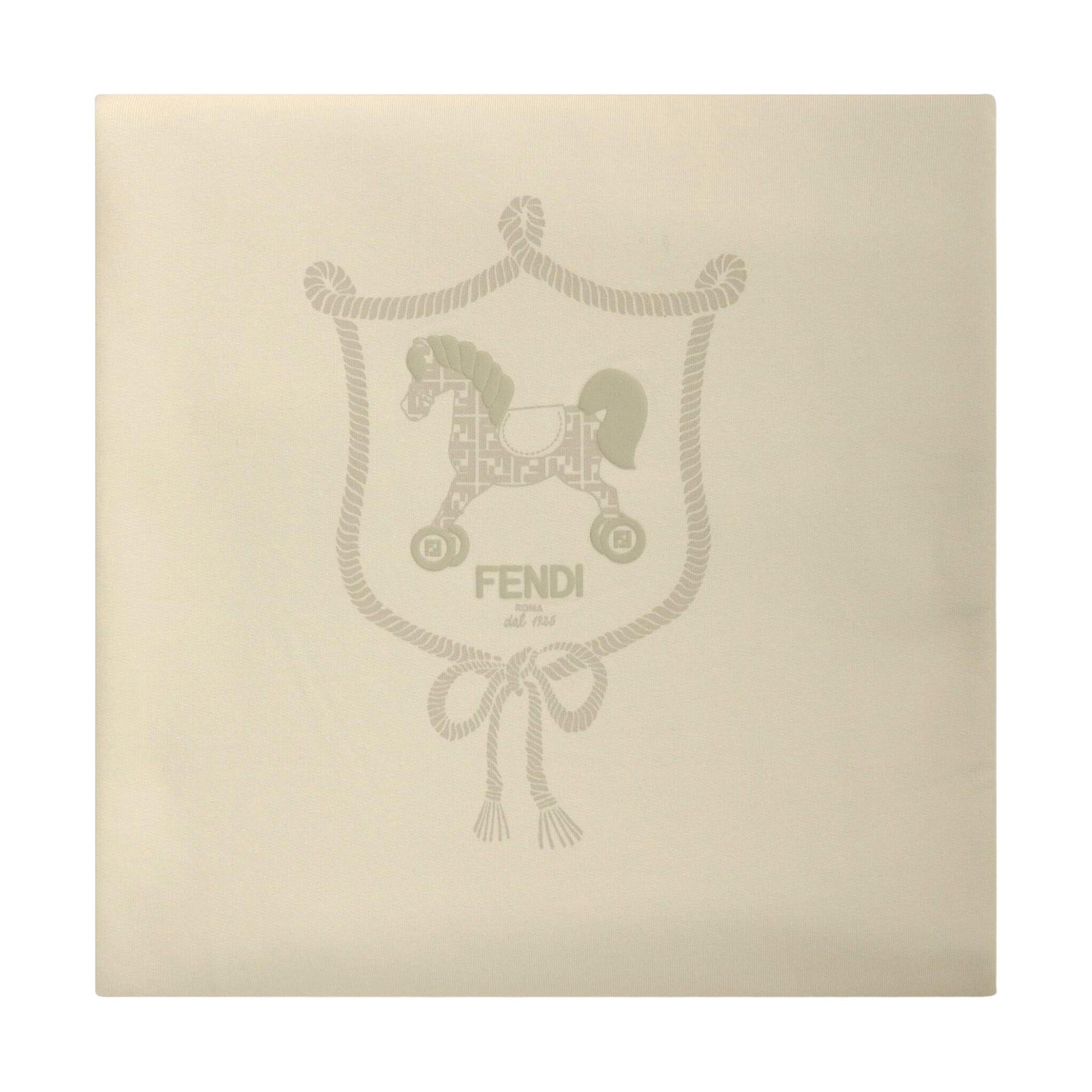 Coperta per neonati Fendi Kids beige con stampa Cavallino Fendi sul davanti BUJ328 8RA F19J5 FENDI KIDS