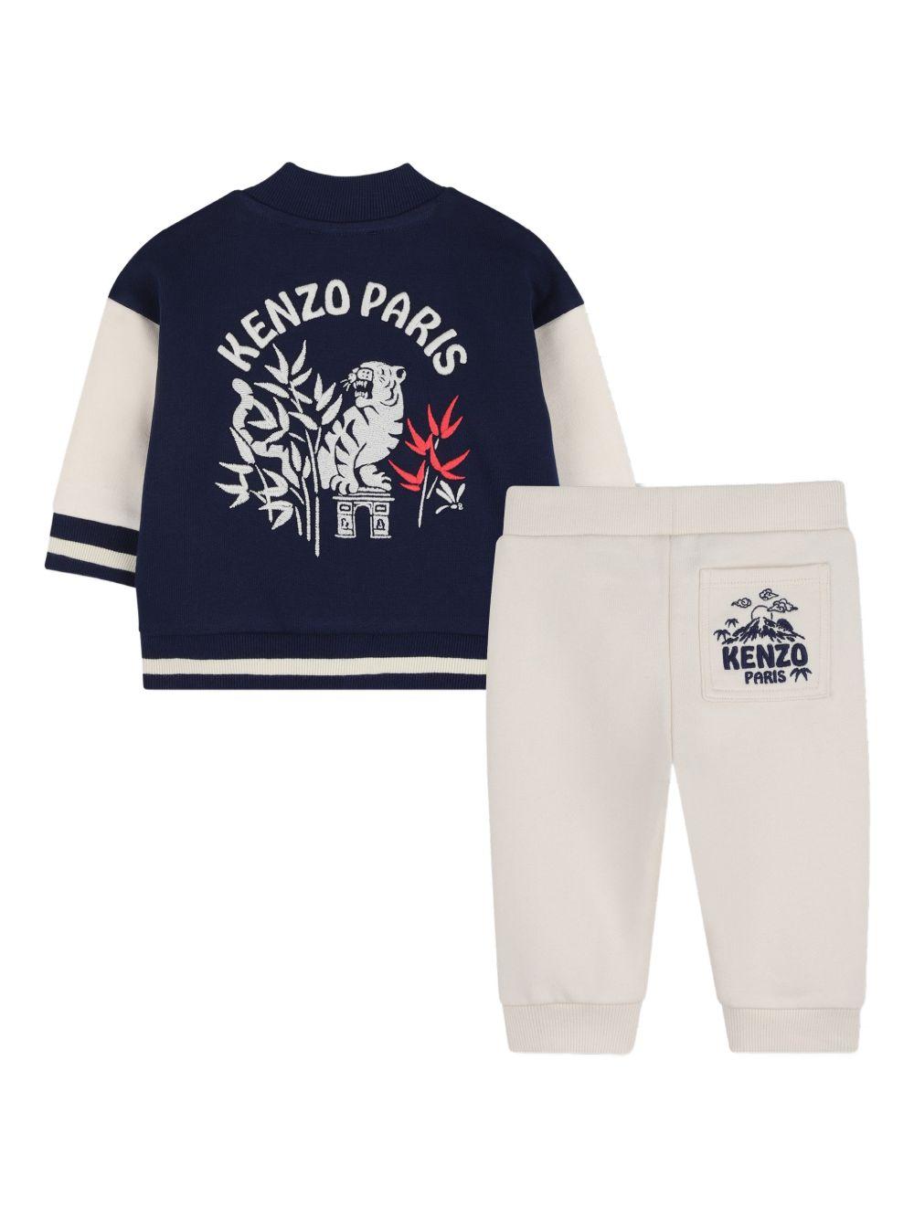 Set felpa e pantaloni per neonato Kenzo Kids blu e bianco con logo K61706 84N KENZO KIDS