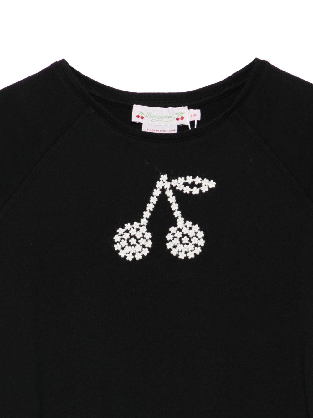 T-shirt per bambina Bonpoint nera con dettaglio ciliegie S06GTSK00006 199A BONPOINT KIDS