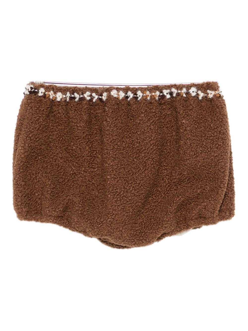 Shorts per bambina A'lapage marroni con rifiniture floreali AL25 CACAO A'LAPAGE