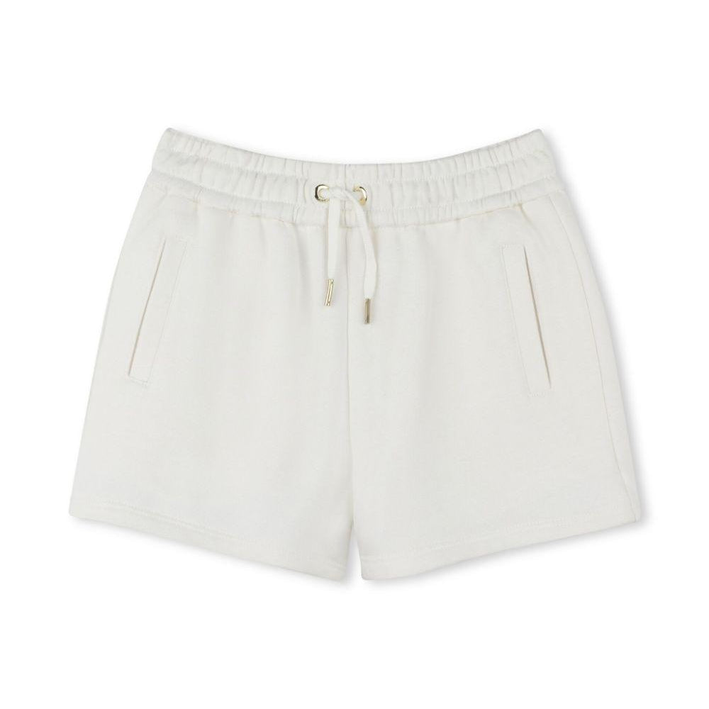 Shorts per bambina Chloé Kids bianco in cotone biologico e logo sul retro C20464 117 CHLOE' KIDS