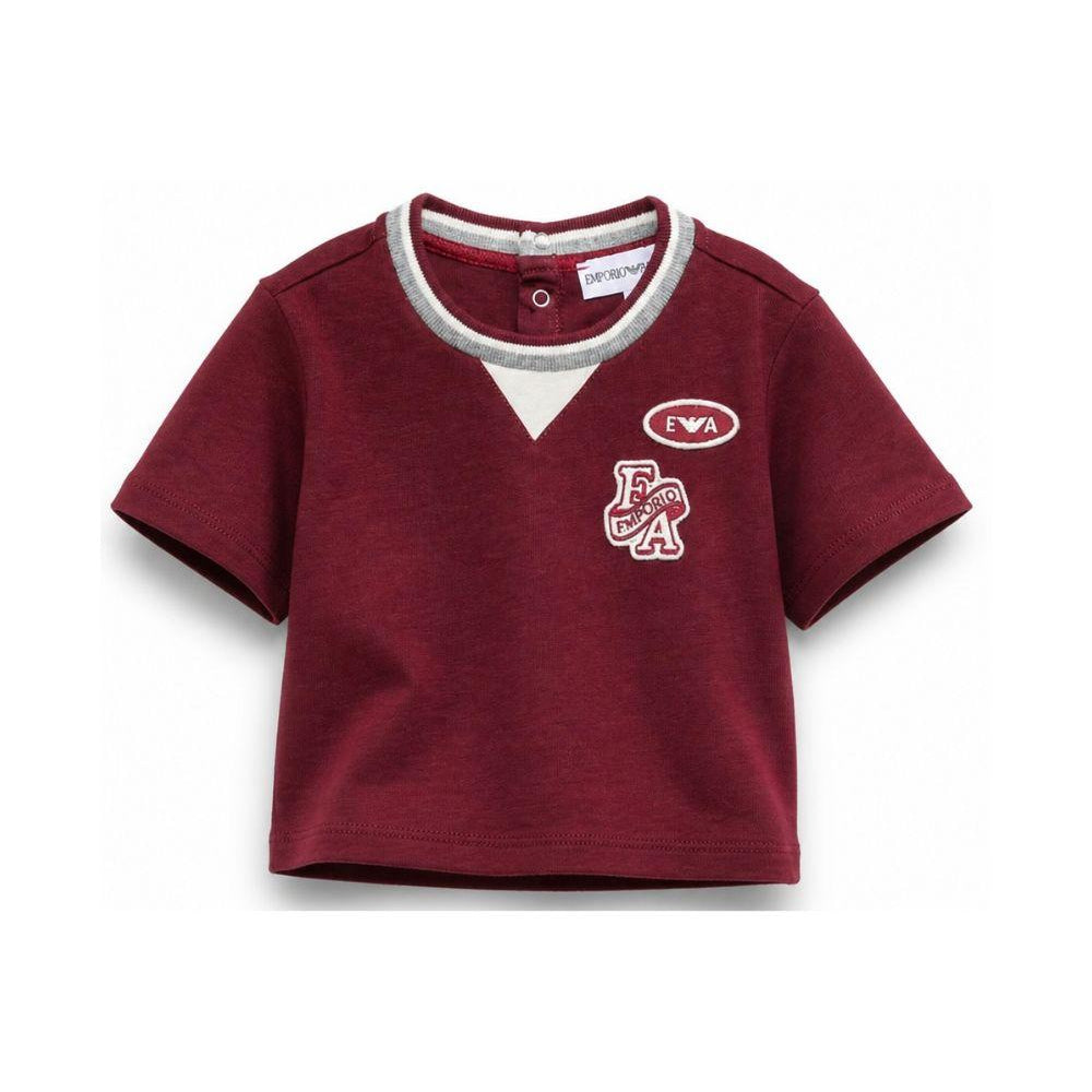 T-shirt per neonato Emporio Armani Kids bordeaux con patta logo EB001439 AF13715 UA343 EMPORIO ARMANI KIDS