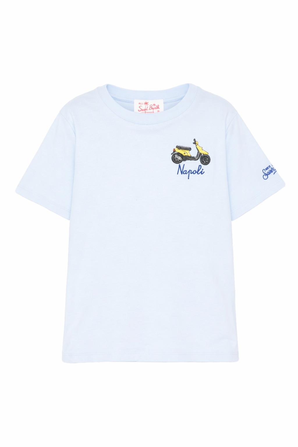 T-shirt per bambino MC2 Saint Barth Kids azzurra con dettaglio ricamato sul davanti POT0002 03321L MC2 ST. BARTH KIDS
