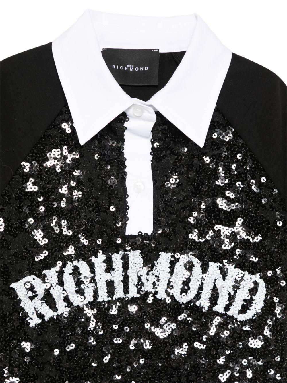 T-shirt per bambina John Richmond Junior nero in paillettes RGP26041PO BLACK JOHN RICHMOND KIDS