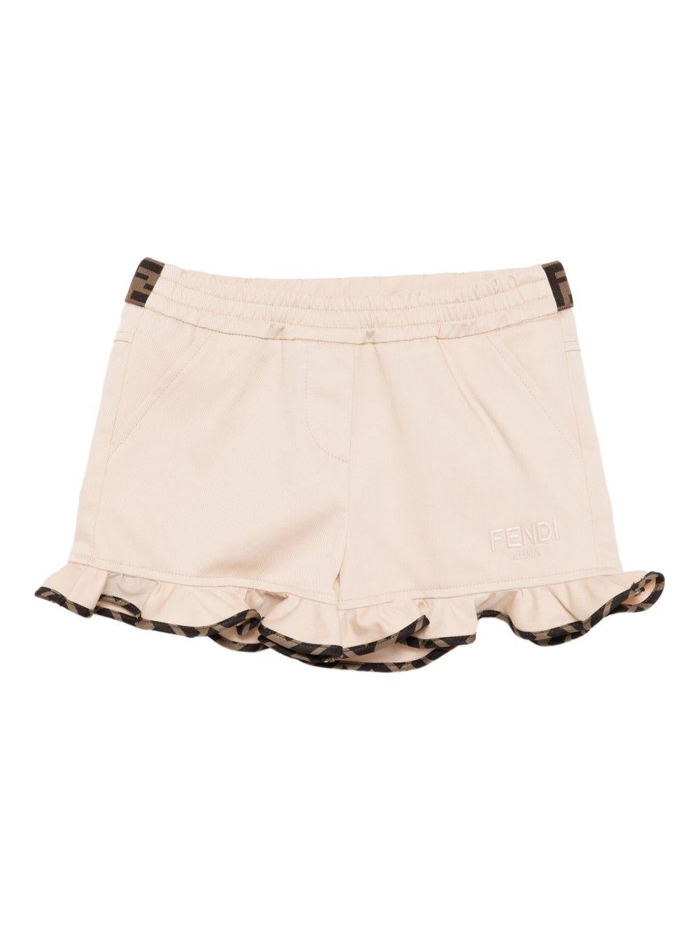 Pantaloncini per neonata Fendi Kids beige con logo ricamato BFF173 AS5Y F1P2N FENDI KIDS