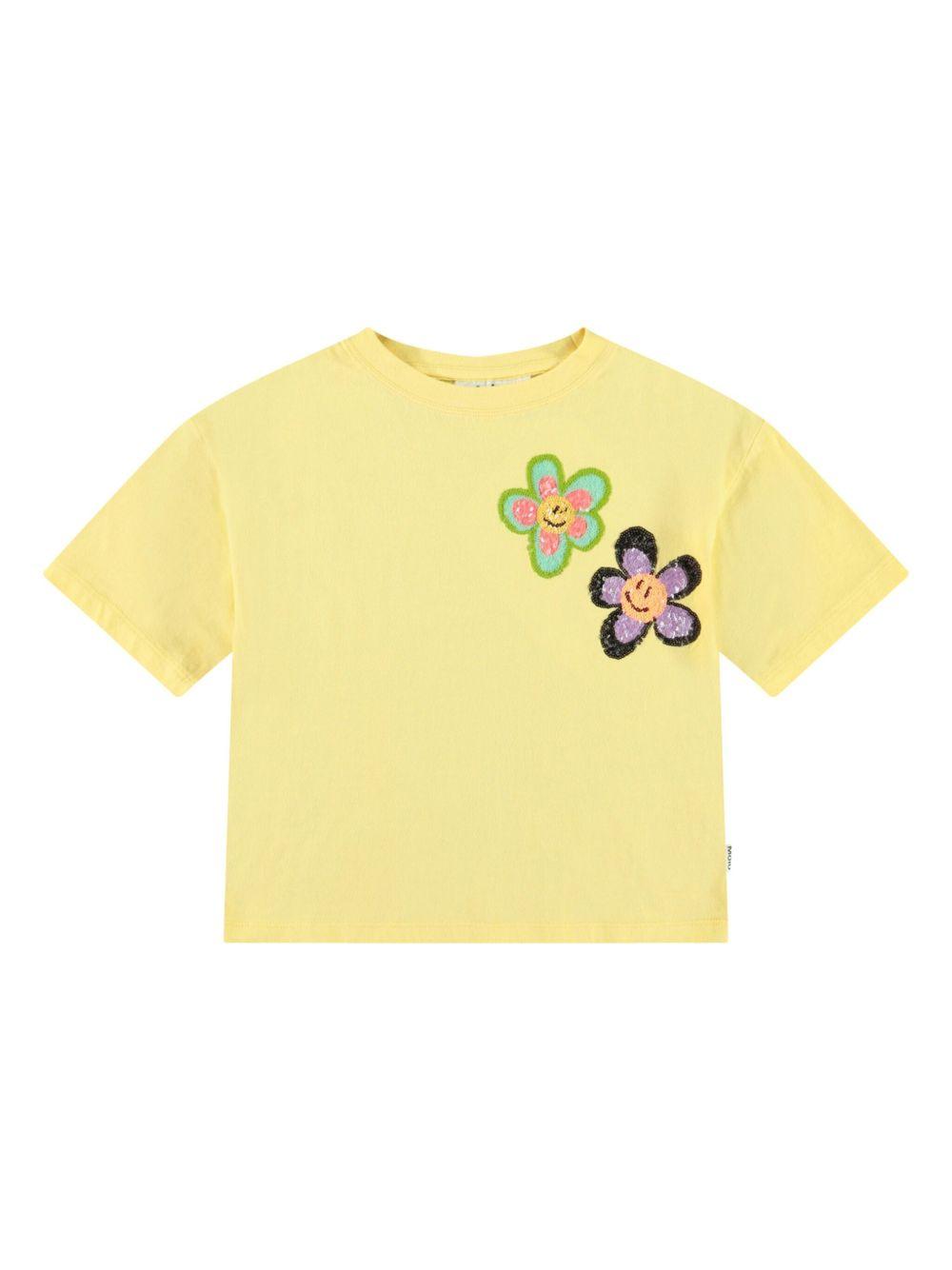 T-shirt per bambina Molo Reinette giallo con ricamo a fiori 2S25A210 3935 MOLO